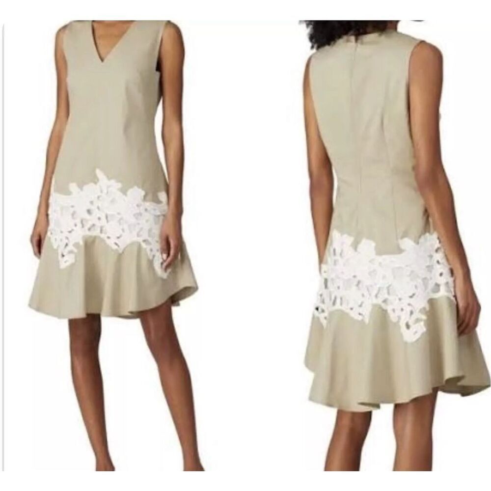 Derek Lam Beige & White Applique Dress sz 6